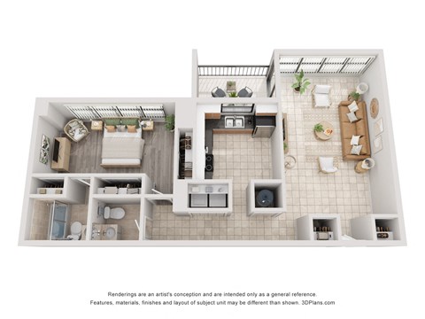 Floor plan for 1 bed, 1 bath, 1200 sqft